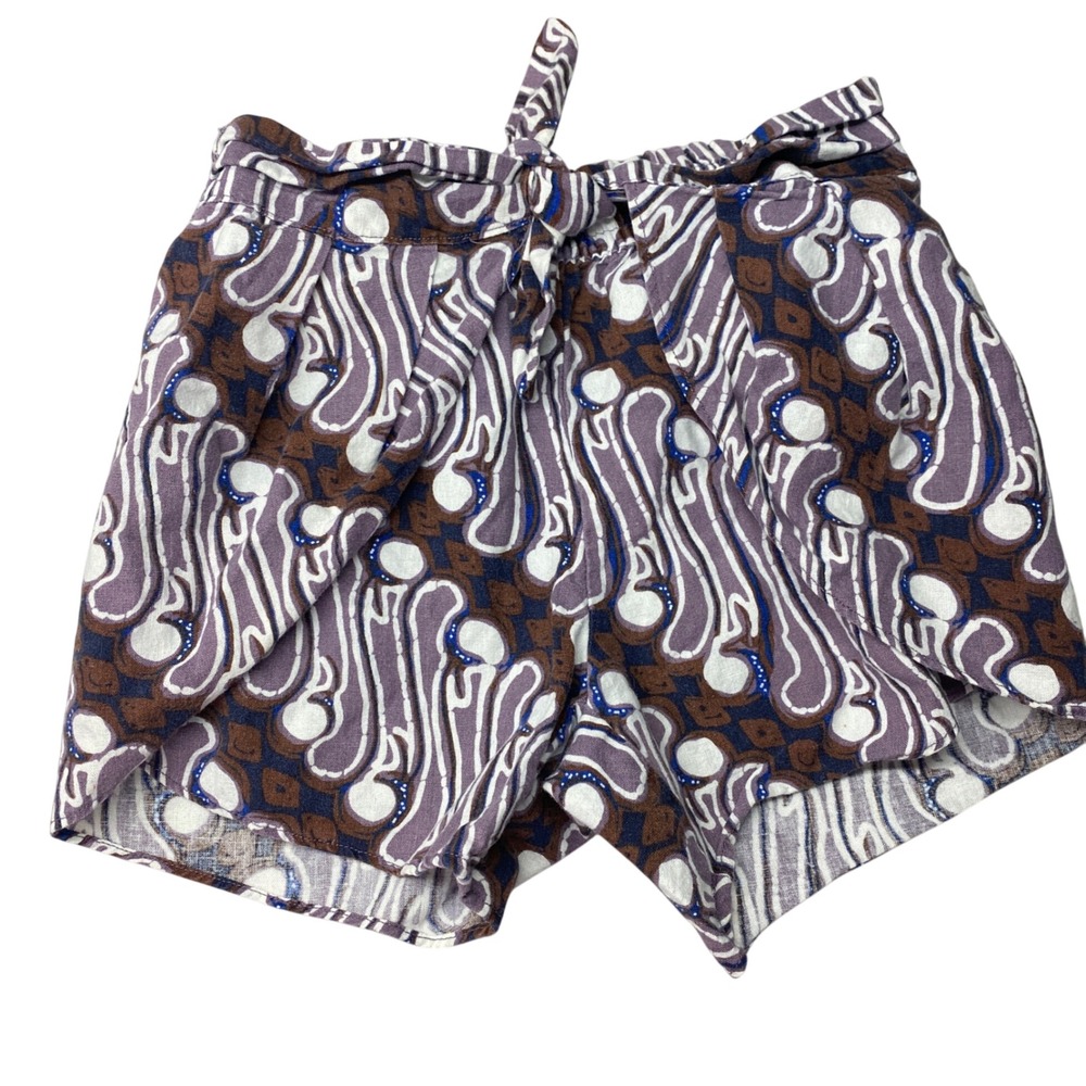 Tea Collection Girls 6 Linen Cotton Multicolor Batik Pull On Shorts Breahtable